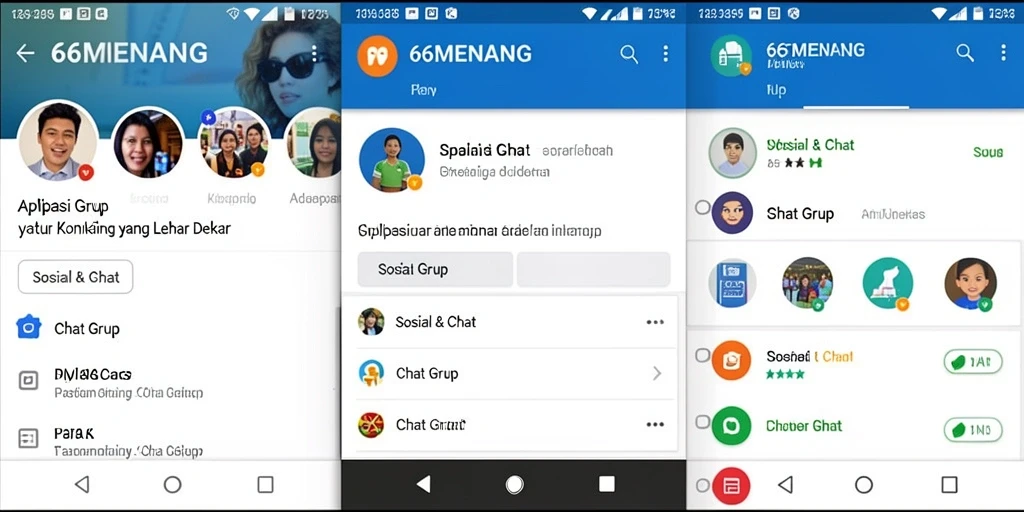 Antarmuka aplikasi 66MENANG menampilkan fitur Chat Grup yang menarik.