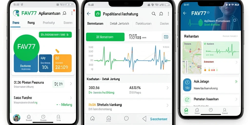 Tampilan antarmuka FAV77 yang mudah digunakan untuk pemantauan detak jantung.