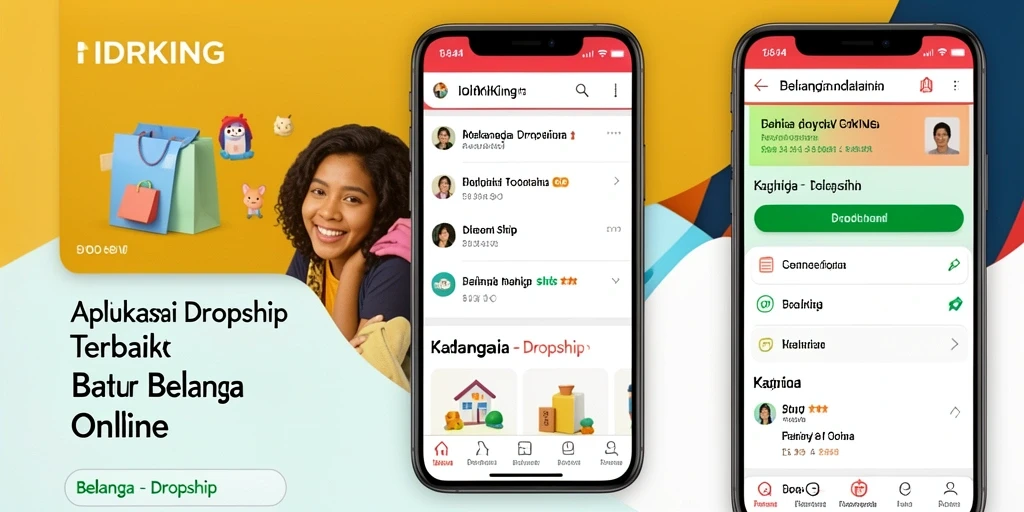Tampilan antarmuka pengguna aplikasi IDRKING untuk Dropship.