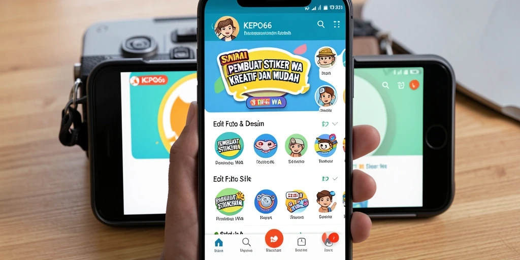Tampilan antarmuka KEPO66 saat membuat stiker WA yang menarik.