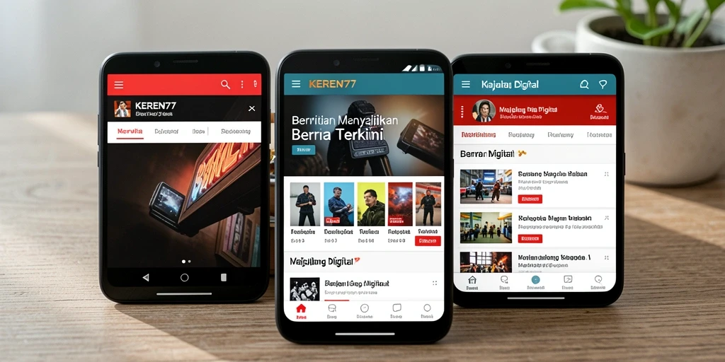 Tampilan antarmuka aplikasi Majalah Digital KEREN77 yang menarik.