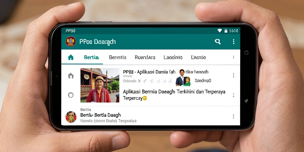 Antarmuka utama PP88 menampilkan berita daerah terkini dengan desain yang modern.