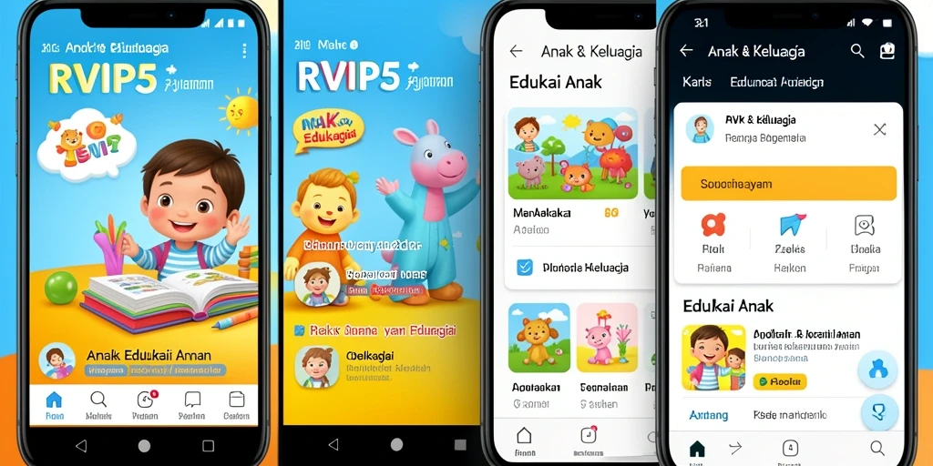 Antarmuka menarik yang mendukung pembelajaran interaktif anak.