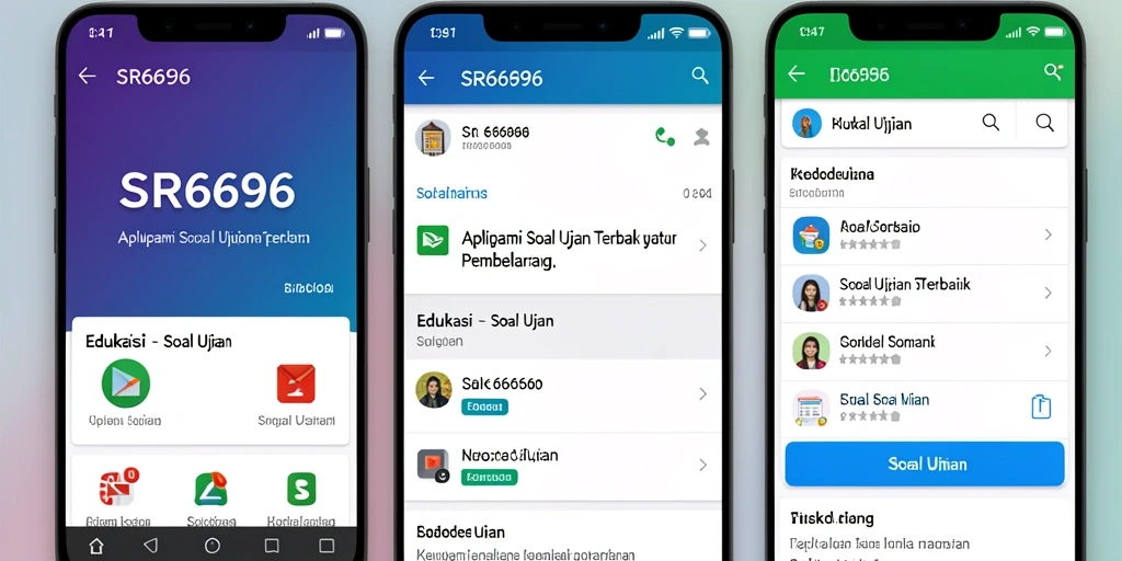 Tampilan antarmuka aplikasi Soal Ujian SR6666 yang menarik dan informatif.