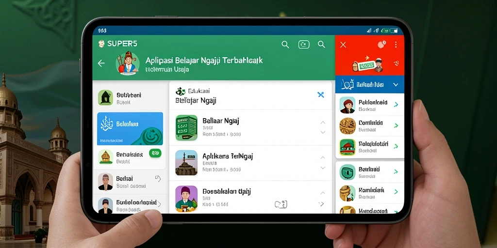 Antarmuka pengguna SUPER5 yang intuitif untuk belajar ngaji.